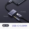 Ugreen Type C To 3.5mm Jack For Audio/Mic + Type C For Charging Adapter 90 Degree [50596]